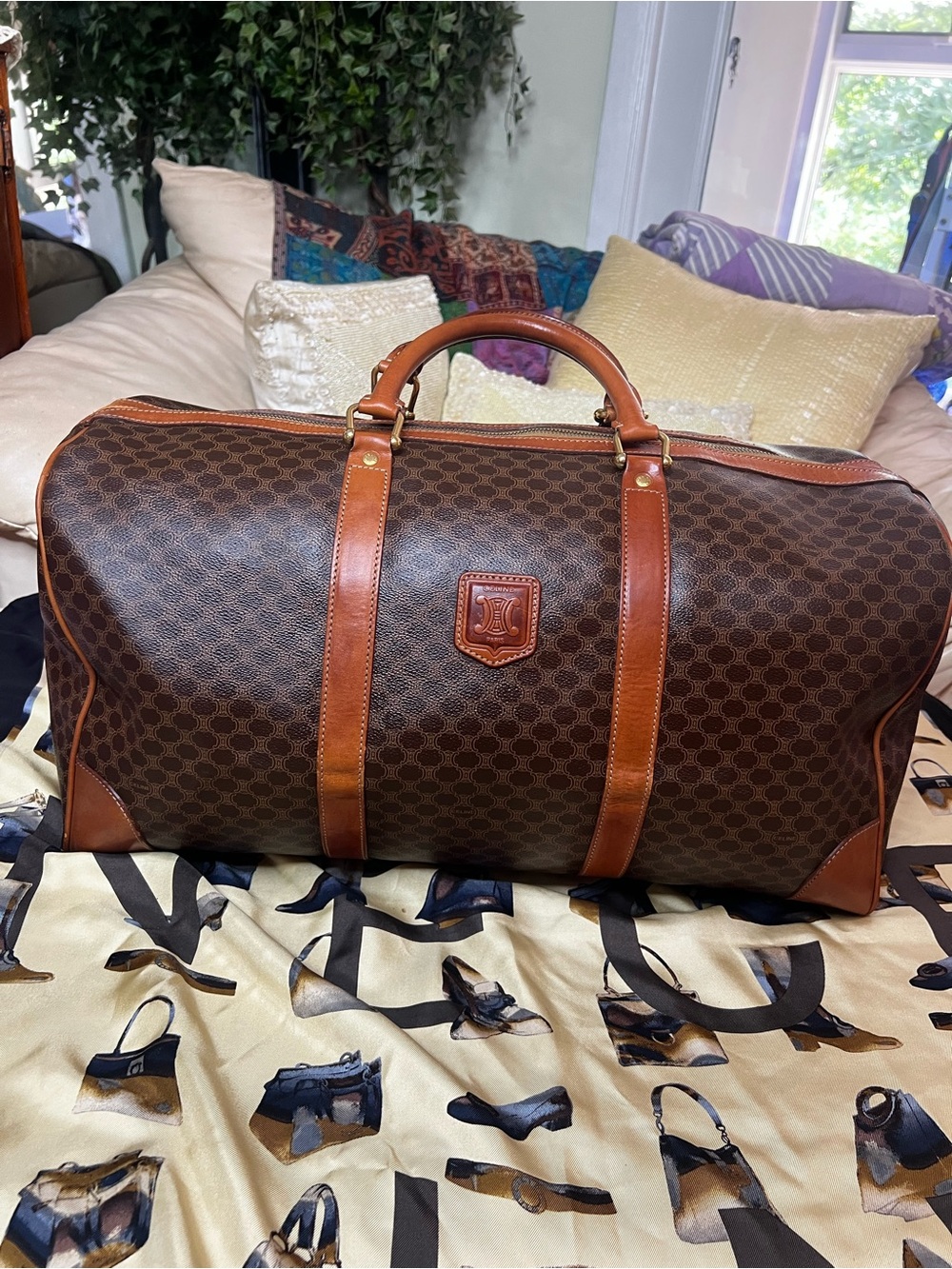 Authentic Vintage Celine Macadam Boston Travel Duffel Bag Italy COA